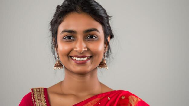 ai-generated-smiley-indian-woman-radiating-joy-in-a-medium-shot-photo