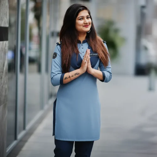 Night shift security guard wearing reflective safety vest